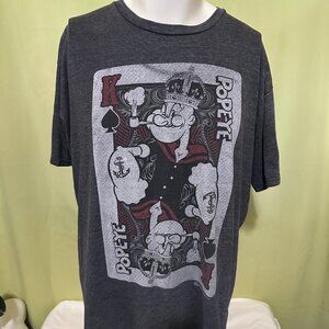 Popeye King of Spades Card Logo 2015 Savvy Men's Gray T Shirt XL Cotton